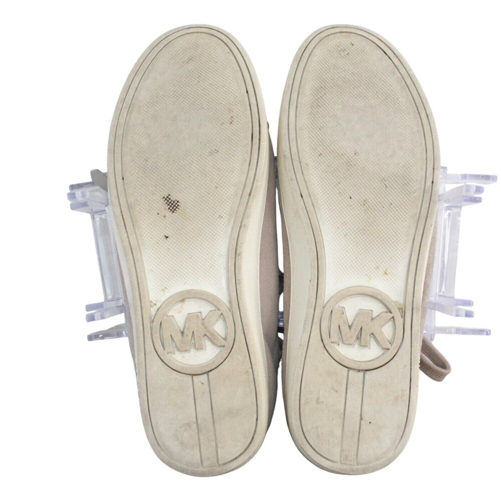 Michael Kors Keaton Kiltie Size 7.5M Beige Leather Suede Lace Up Sneakers Shoes - Picture 10 of 11